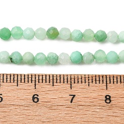 天然クリソプレーズビーズ連売り  多面カット  ラウンド  3mm  穴：0.8mm  約105個/連  14.96インチ（38cm）&nbsp;G-C196-A02-3mm