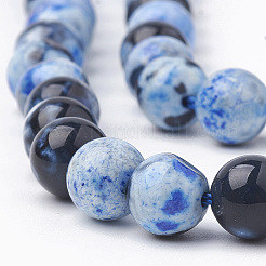 染められた天然ファイヤーアゲートクラックルビーズ連売り  ラウンド  藤紫色  8~8.5mm  穴：1mm  約46~48個/連  14.37~14.9インチ（36.5~38cm）&nbsp;G-T098-02B-06