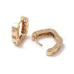 真鍮 マイクロパヴェ キュービックジルコニア フープ ピアス レディース  オーバル  ライトゴールド  16x14.5x4mm&nbsp;EJEW-M238-18KCG