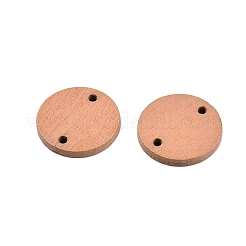 ポプラ材のリンクコネクター  染め  フラットラウンド  ビスク  20x2mm  穴：1.6mm&nbsp;WOOD-N016-18A