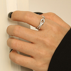 Knot 925 Sterling Silver Micro Pave Clear Cubic Zirconia Finger Rings for Women&nbsp;FS-WG39CEA-03