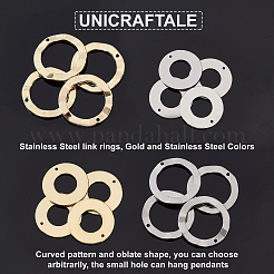 24個4スタイル201ステンレススチールペンダント  リング  ミックスカラー  16~18x1mm  穴：0.8~1mm  6個/スタイル&nbsp;STAS-UN0035-43