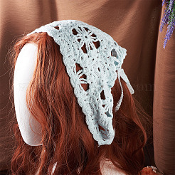ポリエステル三角ヘッドスカーフ  女性の女の子のためのヘアアクセサリー  花柄  ブルー  600x231x2mm&nbsp;OHAR-TAC0002-03B