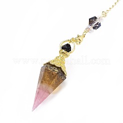 Resin Hexagonal Pointed Dowsing Pendulums(Brass Finding and Gemstone Inside)&nbsp;G-L521-A02