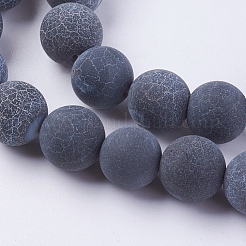 天然石風化瑪瑙ビーズ連売り  染め  艶消し  ラウンド  ブラック  10mm  穴：1mm  約38~40個/連  14インチ&nbsp;G-G589-10mm-07