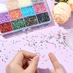 180g 12色ガラスラッパビーズ  模造キャットアイ  シリンダー  ミックスカラー  2x1.5mm  穴：1.2mm  約15g /カラー&nbsp;SEED-YW0002-79