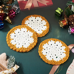 3Pcs Snowflake Hand-Woven Polyester Macrame Coaster&nbsp;DIY-TA0013-98C