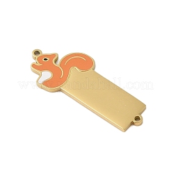 304ステンレススチールダークオレンジエナメルコネクタチャーム  リスリンク  ゴールドカラー  30x13x1mm  穴：1.2mm&nbsp;STAS-P377-12G