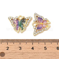 ラックメッキ合金ペンダント  ラインストーンやアクリルで  蝶のチャーム  ミックスカラー  15x20x4.5mm  穴：2mm&nbsp;PALLOY-M216-05G
