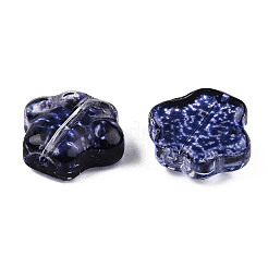 透明なスプレー塗装ガラスビーズ  混合スタイル  犬の足跡  ミックスカラー  11x12x4.5mm  穴：1mm&nbsp;GGLA-CJC0002-01