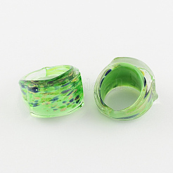 手作りの金の砂ランプワークワイドバンドリング  ミックスカラー  17~19mm  約12個/箱&nbsp;RJEW-Q150-M10-B