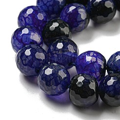 Faceted Natural Dragon Veins Agate Beads Strands&nbsp;G-F447-12mm-P02