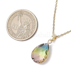 2Pcs 2 Styles Teardrop Heart K9 Glass Imitation Tourmaline Pendant Necklaces Sets&nbsp;NJEW-JN05188-03