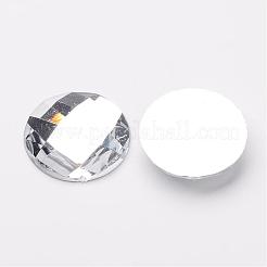 アクリルラインストーンカボション  フラットバック  多面カット  半円  透明  22x6mm&nbsp;GACR-R002-22mm-08