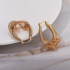Brass Wire Wrapped Chunky Hoop Earrings for Women&nbsp;JE914A