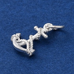 スターリングシルバーのアンカーチャーム925個  丸カン＆スタンプ925個付き  銀  13x9.5x3mm  穴：3mm&nbsp;STER-G045-02S