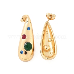 304 Stainless Steel Glass Stud Earrings&nbsp;EJEW-M070-17G-02