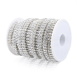 真鍮クリスタルラインストーンストラスチェーン  7列ラインストーンカップチェーン  ハンダ付け  スプールで  銀  32.81mm  約10フィート（[2]m）/ロール&nbsp;CHC-N020-01