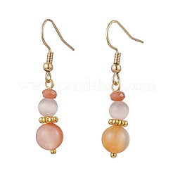 Round Natural Carnelian Dangle Earrings&nbsp;EJEW-JE06469