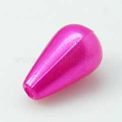 ABSプラスチック模造パール  ドロップ  濃いピンク  16x10mm  穴：1.5~2mm  約600個/ポンド&nbsp;MACR-G003-5