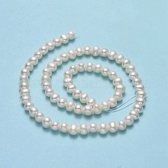 天然養殖淡水パールビーズ連売り  ラウンド  ベージュ  5~6x5.5~6.5x5.5~6mm  穴：0.7mm  約71~76個/連  14.37~14.57インチ（36.5~37cm）&nbsp;PEAR-F018-19-01