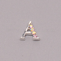 文字a〜z合金ラインストーンカボション  ネイルアートスタッドとネイルアートデカーションアクセサリー用  銀  5.5~6.5x4~8x1~2mm  26個/セット&nbsp;MRMJ-WH0072-92A