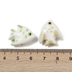 ハンドメイドの磁器セラミックビーズ  手描き  ファミーユは磁器バラ  魚  17x20.5x8mm  穴：2mm&nbsp;PORC-Z003-04A