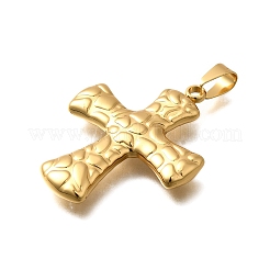 304ステンレスペンダント  クロスチャーム  ゴールドカラー  39.5x32x5mm  穴：8x4mm&nbsp;LS-BJEW-H200-27G-02
