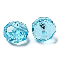 透明なk9ガラスビーズ  多面カット  ロンデル  アクアマリン  6x4mm  穴：1.2mm&nbsp;GLAA-E048-02-06