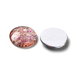 Flatback Half Round/Dome Flower and Plants Pattern Glass Cabochons for DIY Projects&nbsp;X-GGLA-R026-20mm-15