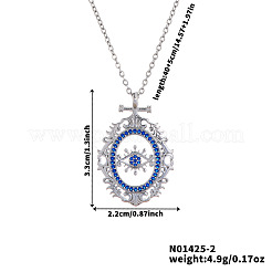 Bohemian Brass Pave Blue Cubic Zirconia Eye Pendant Necklaces&nbsp;NX3734-2