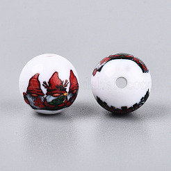 Christmas Printed Opaque Acrylic Round Beads&nbsp;OACR-T029-08A