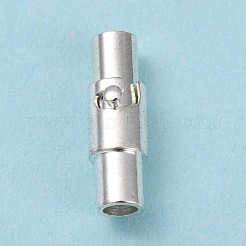真鍮製ロッキングチューブマグネットクラスプ  コラム  銀  15x4mm  穴：2.8mm&nbsp;X-MC079-S