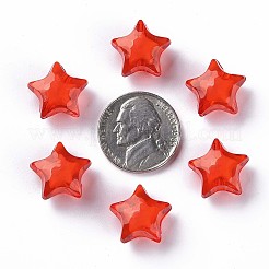 透明なアクリルビーズ  二層ビーズ  多面カット  スター  レッド  14x15x8.5mm  穴：2mm&nbsp;X-TACR-S152-02A-712