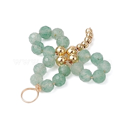 5Pcs 5 Styles Natural Green Aventurine & Moss Agate & TaiWan Jade & Ruby in Zoisite & Synthetic Green Goldstone Faceted Round Beaded Pendants&nbsp;PALLOY-JF03131