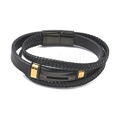 Braided Microfiber Leather Cord Multi-strand Bracelets&nbsp;BJEW-C153-01B