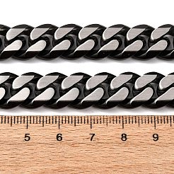 12mm 304ステンレススチール製キューバンリンクチェーンネックレス  ブラック  24.06インチ（61.1cm）&nbsp;NJEW-C099-04B-02
