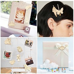 未完成の木の切り欠き  DIYクラフト用品  混合図形  フローラルホワイト  2.8~5x2.2~4.95x0.2cm  約100個/セット&nbsp;WOOD-CJC0001-17