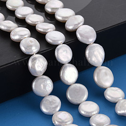 天然ケシパールビーズ連売り  養殖淡水パール  フラットラウンド  貝殻色  11~12x3~7mm  穴：0.6mm  約31~32個/連  14.96インチ（38cm）&nbsp;PEAR-S018-02A