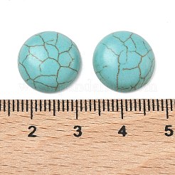 合成ターコイズ宝石フラットバックドームカボションを染めクラフトのパーツ  半円  ダークターコイズ  14x5mm&nbsp;TURQ-S266-14mm-01