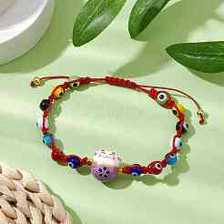 Adjustable Lanmpword Evil Eye Braided Bead Bracelet&nbsp;BJEW-JB11059