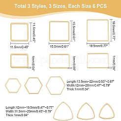 54個9スタイル304ステンレススチールリンクリング  混合形状  ゴールドカラー  11.5~22x11~20x1mm  6個/スタイル&nbsp;STAS-UN0031-44