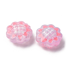 ガラスエナメルビーズ  手描きのビーズ  ヒマワリ  ショッキングピンク  15x8.5~9mm  穴：1.2mm&nbsp;GLAA-C038-02G