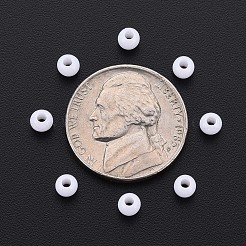 不透明なアクリルビーズ  ラウンド  ホワイト  4x3mm  穴：1.6mm  約1500個/50g&nbsp;X-MACR-S371-11-A01