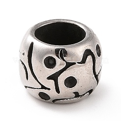 304ステンレススチールヨーロピアンビーズ  大穴ビーズ  ドラム  アンティークシルバー  10x8mm  穴：6mm&nbsp;STAS-M301-24AS