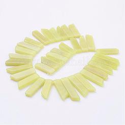 天然石レモンジェイド翡翠ビーズ連売り  ナゲット  35~40x11~12x5mm  穴：1mm  約35個/連  15.7インチ（40cm）&nbsp;G-G683-11