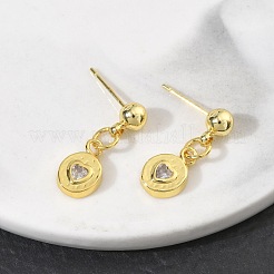 Brass Micro Pave Cubic Zirconia Dangle Stud Earrings for Women&nbsp;EJEW-A167-10G