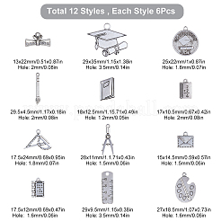 72Pcs 12 Style Graduation Theme Tibetan Style Alloy Pendants&nbsp;TIBE-SC0001-71