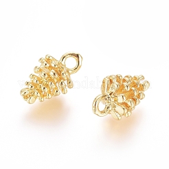 真鍮チャーム  長持ちメッキ  松かさ  18KGP本金メッキ  12.5x8mm  穴：1.8mm&nbsp;KK-G389-04G