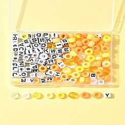 透明＆不透明アクリルビーズ  樽と立方体の文字  ダークオレンジ  7~9x7~9x6~7mm  穴：3.5~3.8mm&nbsp;KY-FS0001-26C